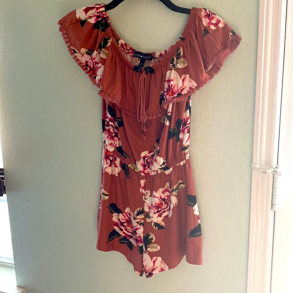 Derek Heart Flower Romper. Desert Rose. Junior size small. Used..like new